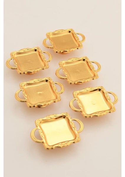 Mini Kulplu Kare Model Ayaklı Lokumluk 6'lı Takım Gold modelleri