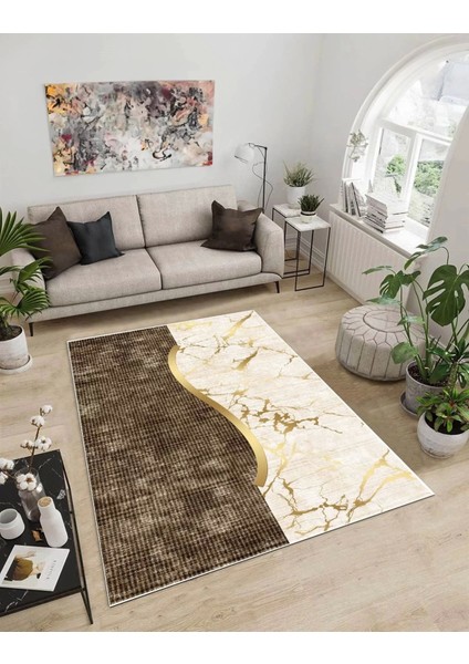 Işıltı Koleksiyonu MODEL58 Süngerli Dijital Baskılı Saçaksız Mutfak Halısı Yolluk