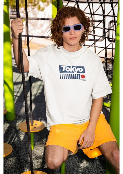 Zuno Erkek Oversize Tokyo Red Baskılı Tshirt