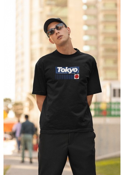 Zuno Erkek Oversize Tokyo Red Baskılı Tshirt