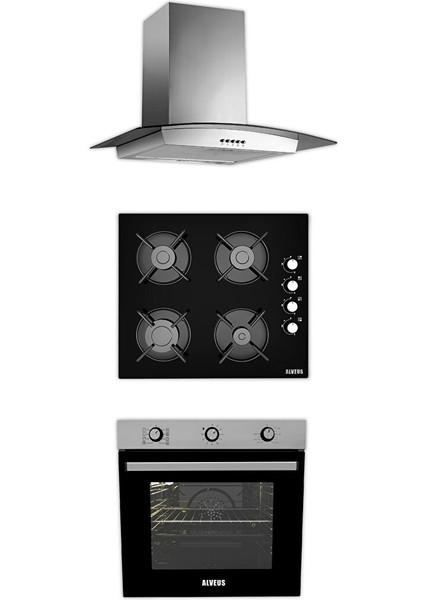 Iber 615 Inox/si̇yah 3'lü Ankastre Set İBERINOX-GLS640SİYAH-615INOX