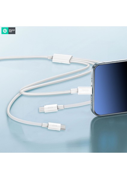 L37 3in1 Lightning, Type-C, Micro Çıkışlı Hızlı Data ve Şarj Kablosu