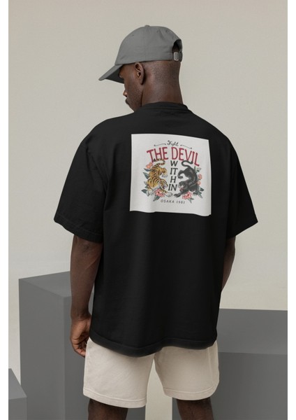 Zuno Erkek Oversize The Devil Baskılı Tshirt