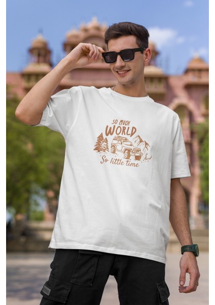 Zuno Erkek Oversize So Much World Baskılı Tshirt