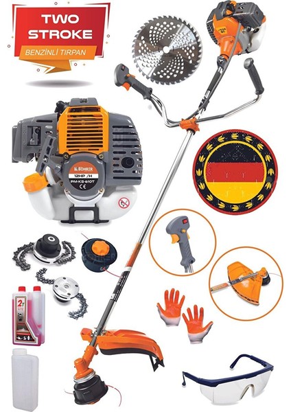Pross Dark Yellow 3.5 Hp Yan Tipi Benzinli Ot Çalı Çim Biçme Makinesi Tırpanı 2t Yağ Misina