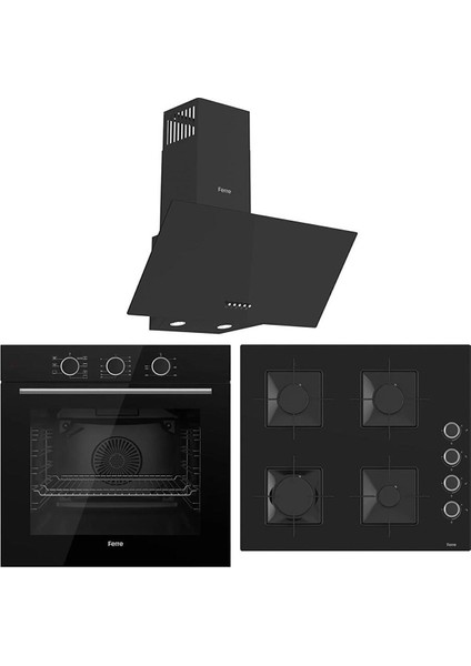 Fryart QXE62CS-SS205-D086 Turbo Ankastre Set - Siyah