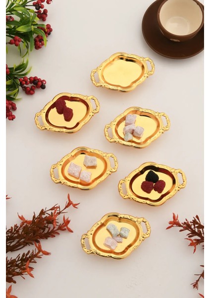 Mini Kulplu Oval Model Ayaklı Lokumluk 6'lı Takım