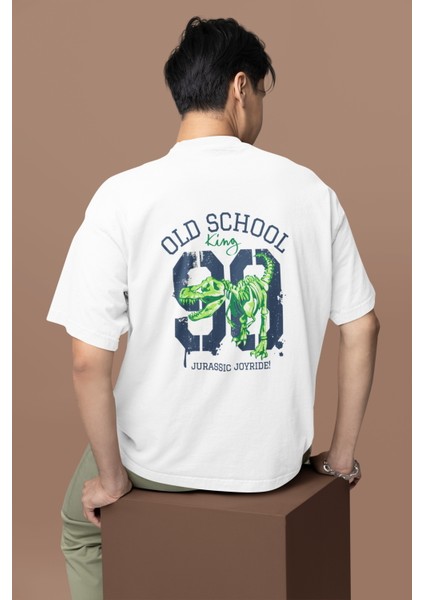 Zuno Erkek Oversize Old School King Baskılı Tshirt
