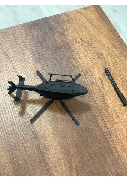 BELL-429 Model 3D Baskı Helikopter || Tercihe Göre Isim Baskılı || Dolgulu 25 cm || Siyah