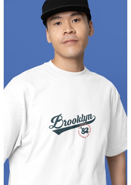 Zuno Erkek Oversize Brooklyn 82 Baskılı Tshirt