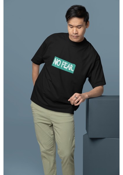 Zuno Erkek Oversize No Fear Baskılı Tshirt