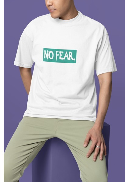 Zuno Erkek Oversize No Fear Baskılı Tshirt
