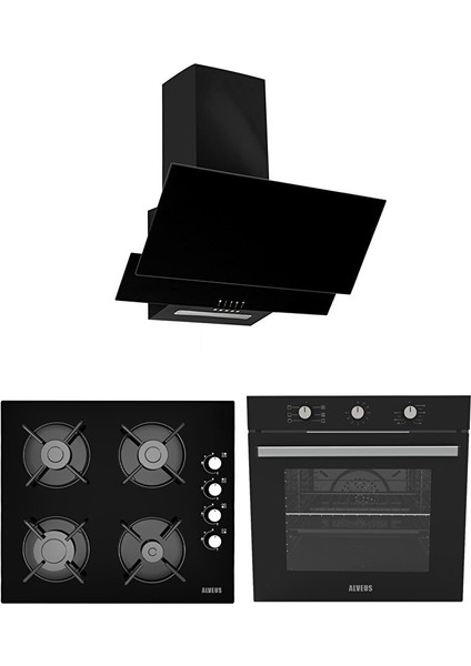 Siyah Ecoplus 3'lü Ankastre Set Turbo Fanlı