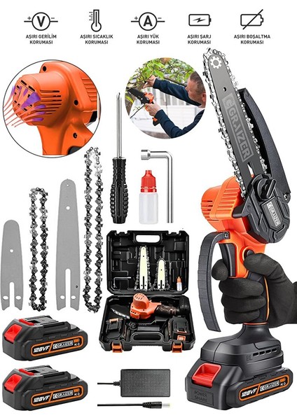 Alman 128 Vf 10 Ah Akülü Dal Kesme Budama Testere Bıçkı Makinesi + 2 Adet Zincir Hediye 15 cm modelleri