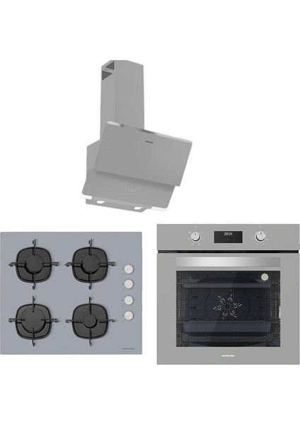 Gri Cam Ankastre Set (3490 Oslo Gri - CS5335S02 - BO6502S02 Gri Fırın)