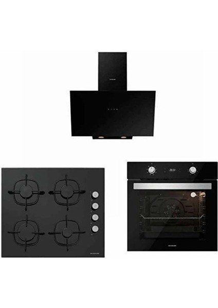 Siyah Cam Ankastre Set 3481 - CS5335B01 - BO6502B01