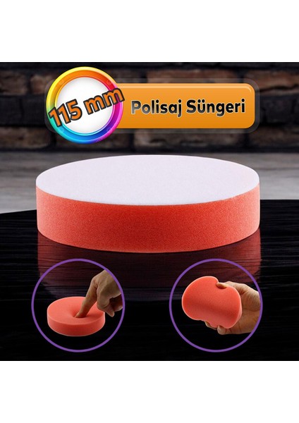 Oto Araç Araba Pasta Cila Polisaj Süngeri 115 mm Cırtlı Kaporta Parlatıcı Çizik Giderici Parlatma Pedi