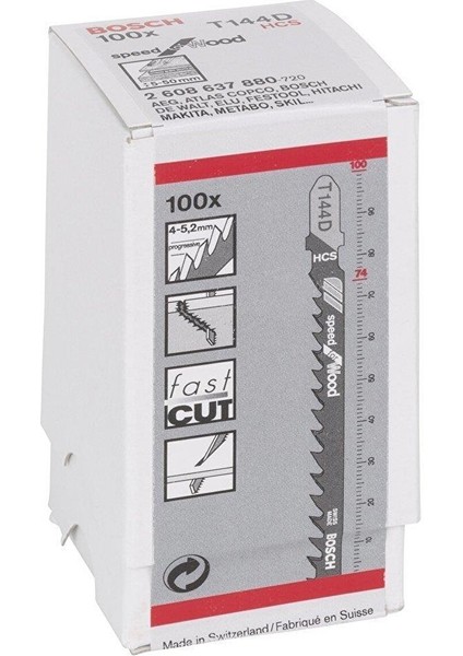 T 144 D Hesaplı Hızlı Kesim Ahşap Dekupaj Ucu 100'LÜ 2608637880