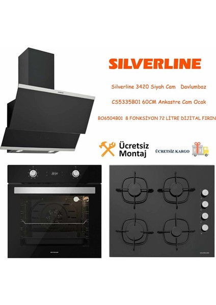 Siyah Cam Ankastre Set 3420 - CS5335B01 - BO6504B01