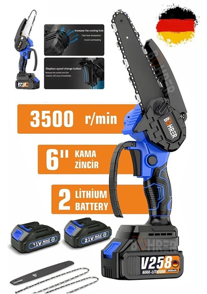 V258 Akülü Testere, Dark Iki Akülü Zincirli Testere,ağaç Budama Için 6 Inç El Tipi Akülü Testere