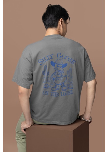 Zuno Erkek Oversize Silly Goose Baskılı Tshirt