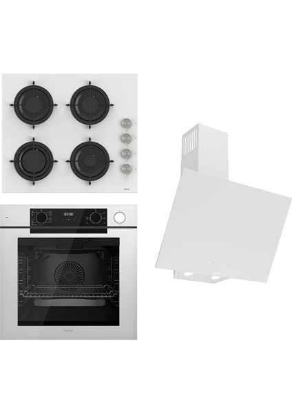 Steamart-Fryart-Silentart Serisi Beyaz Set (SS206 + QEP64CB +D078-SA ) - Emaye Izgara