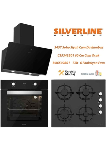 Siyah Cam Ankastre Set BO6502B02 - CS5343B01- 3457