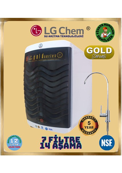 Gold Plus Ücretsi̇z Montaj Beyaz-Si̇yah Renk 14 Aşama 7 Fi̇li̇tre 12 Li̇tre Su Aritma Ci̇hazi