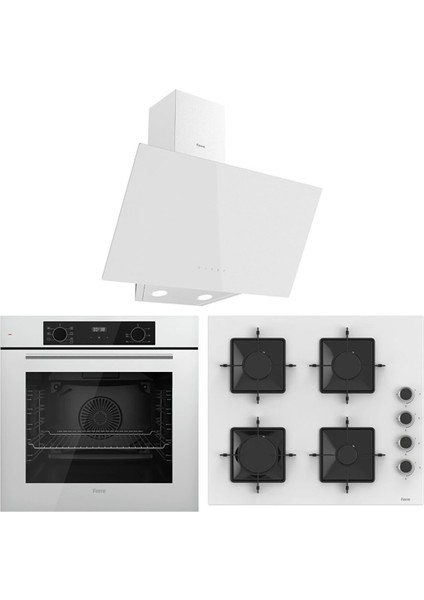 Flowart QBL63CB-SS206-D078 7 Prog. Dijital Turbo Ankastre Set - Beyaz