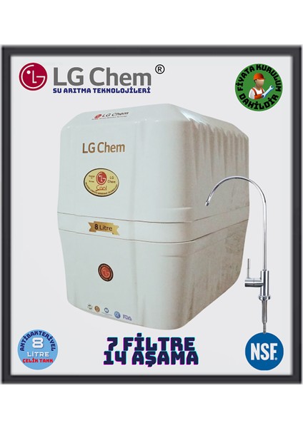 Cool Montaj Dahi̇l Beyaz Renk 14 Aşamali 7 Fi̇li̇treli̇ 8 Li̇treli̇k Su Aritma Ci̇hazi.90 Gpd Nano Membrane