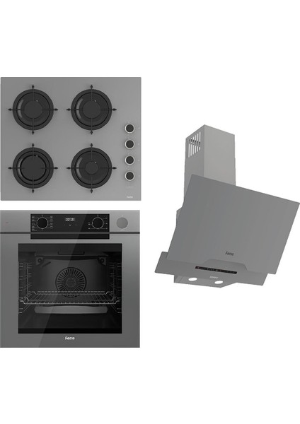 Steamart-Fryart-Silentart Serisi Gri Set (CS208-FA + QEP64CPR +D065-SA ) - Emaye Izgara / Kademeli Musluk
