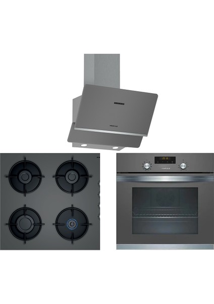 Profi̇lo OO36P9O10D-FRMA234G-DVK6J671 Üçlü Ankastre Plati̇n Gri̇ Star Set