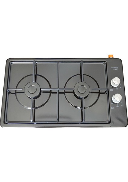 Gaz Kesme Emniyetli Ikili Doğalgaz Uyumlu 2li Siyah Ocak Iki Gözlü Set Üstü Ocak 34,5 * 58,5 Cm.