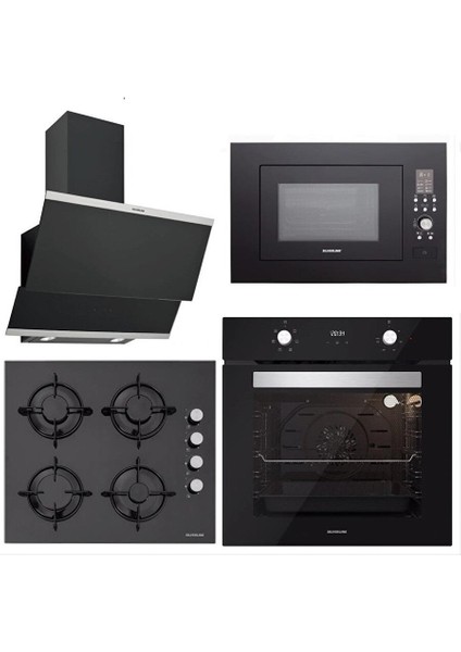BO6502B02 - CS5349B01 - 3420 Classy 60 - MW9018B01 Siyah Cam Ankastre Set