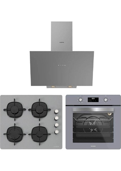 Gri Cam Ankastre Set ( 3481 Flam - CS5335S02 - BO6502S02 )