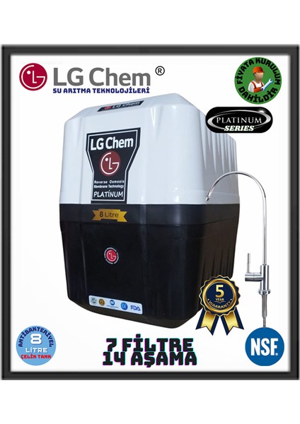 Platinum Montaj Dahi̇l 7 Fi̇li̇tre 14 Aşama Mi̇neral ve Alkali̇ Ph Fi̇li̇treli̇ Su Aritma Ci̇hazi.