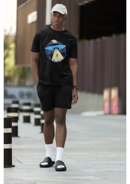 Zuno Erkek Comfort Fit Ufo Abduction Baskılı Tshirt