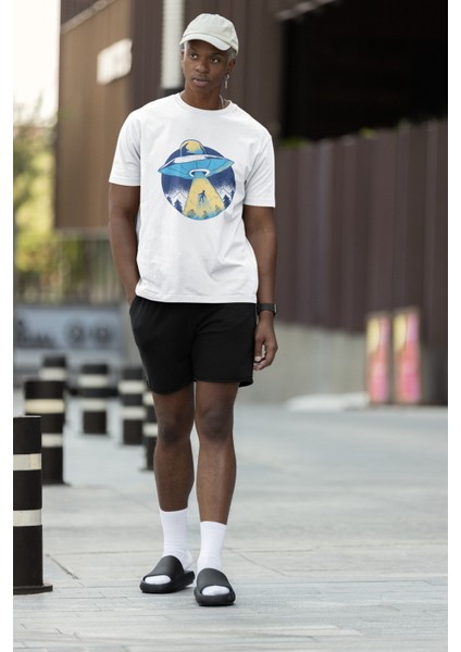 Zuno Erkek Comfort Fit Ufo Abduction Baskılı Tshirt
