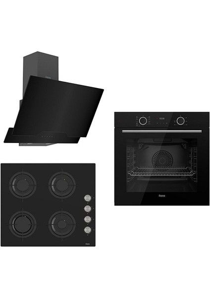 Fryart Cs Serisi Siyah Ankastre Cam Set D063 + CS205 + XE63CS