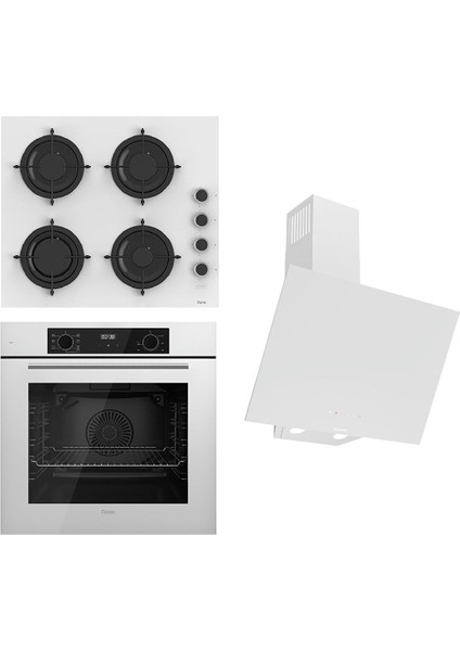 Flowart-Silentart Serisi Beyaz Set (CS206-FA + QBL63CB +D078-SA ) - Emaye Izgara