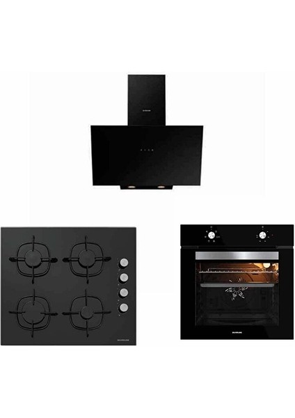 Siyah Cam Ankastre Set 3481 - CS5335B01 - BO65E1B01