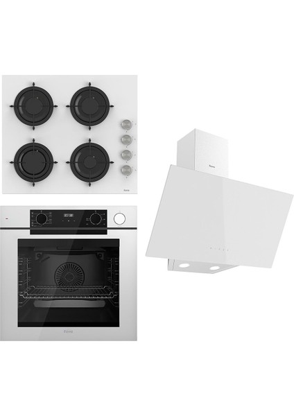 Steamart-Fryart Serisi Beyaz Set (CS206 + QEP64CB +D078 ) - Emaye Izgara