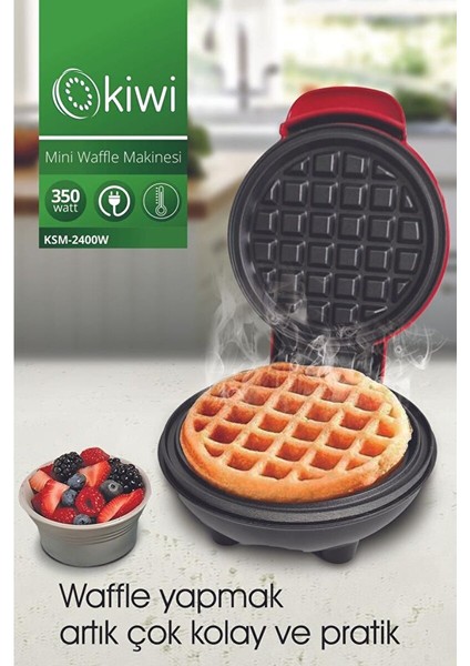 Mi̇ni̇ KSM-2400W Yapışmaz Plakalı Waffle Makinesi Kırmızı indirimleri