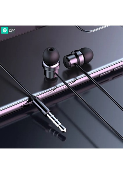 E13 Hifi 3.5mm Jack Girişli Mikrofonlu Kablolu Kulaklık Siyah