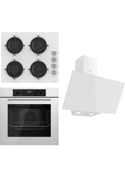 Flowart Serisi Beyaz Set (CS206 + QBL63CB +D078 ) - Emaye Izgara