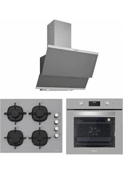 BO6502S02 - CS5335S01 - 3420 Classy 60 Gri Cam Ankastre Set