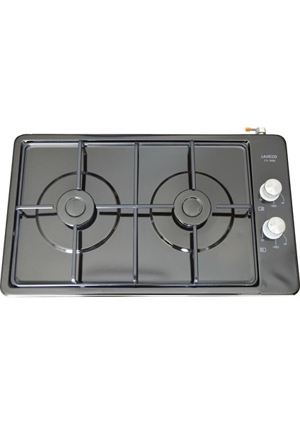 Gaz Kesme Emniyetli Ikili Lpg Tüp Uyumlu 2li Siyah Ocak Iki Gözlü Set Üstü Ocak 34,5 * 58,5 Cm.