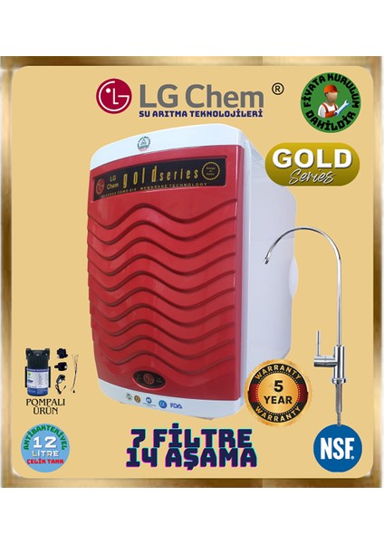 Gold Plus Pompali Montaj Beyaz-Kirmizi Renk 14 Aşama 7 Fi̇li̇tre 12 Li̇tre Su Aritma Ci̇hazi