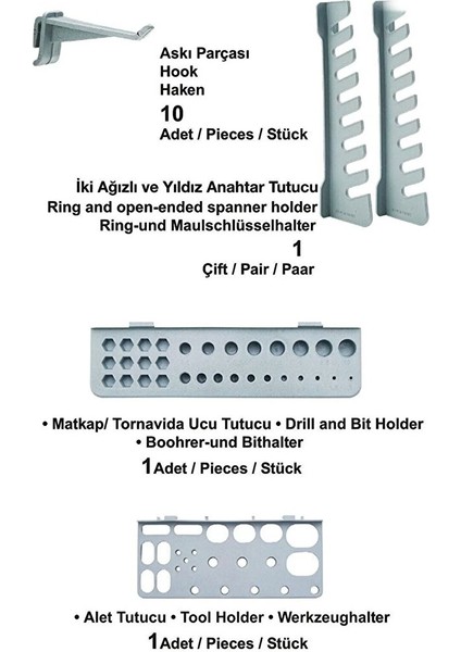 Her Şey Elinizin Altında: 43 Parça Hırdavat Duvar Panel Seti Avadanlık Organizer Seti