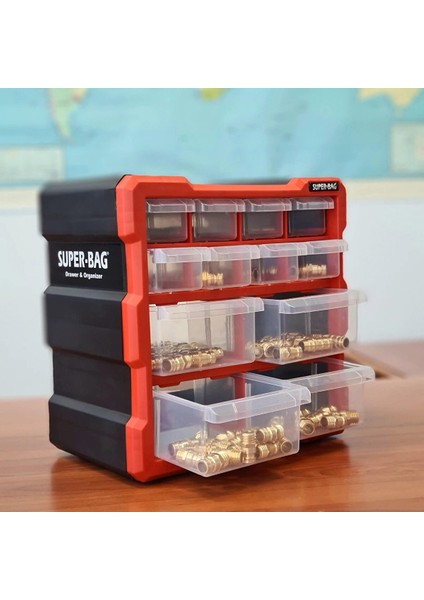 Tekreyonda Super Bag Monoblok Çekmece Seti 12'li Hobby Organizer Seti